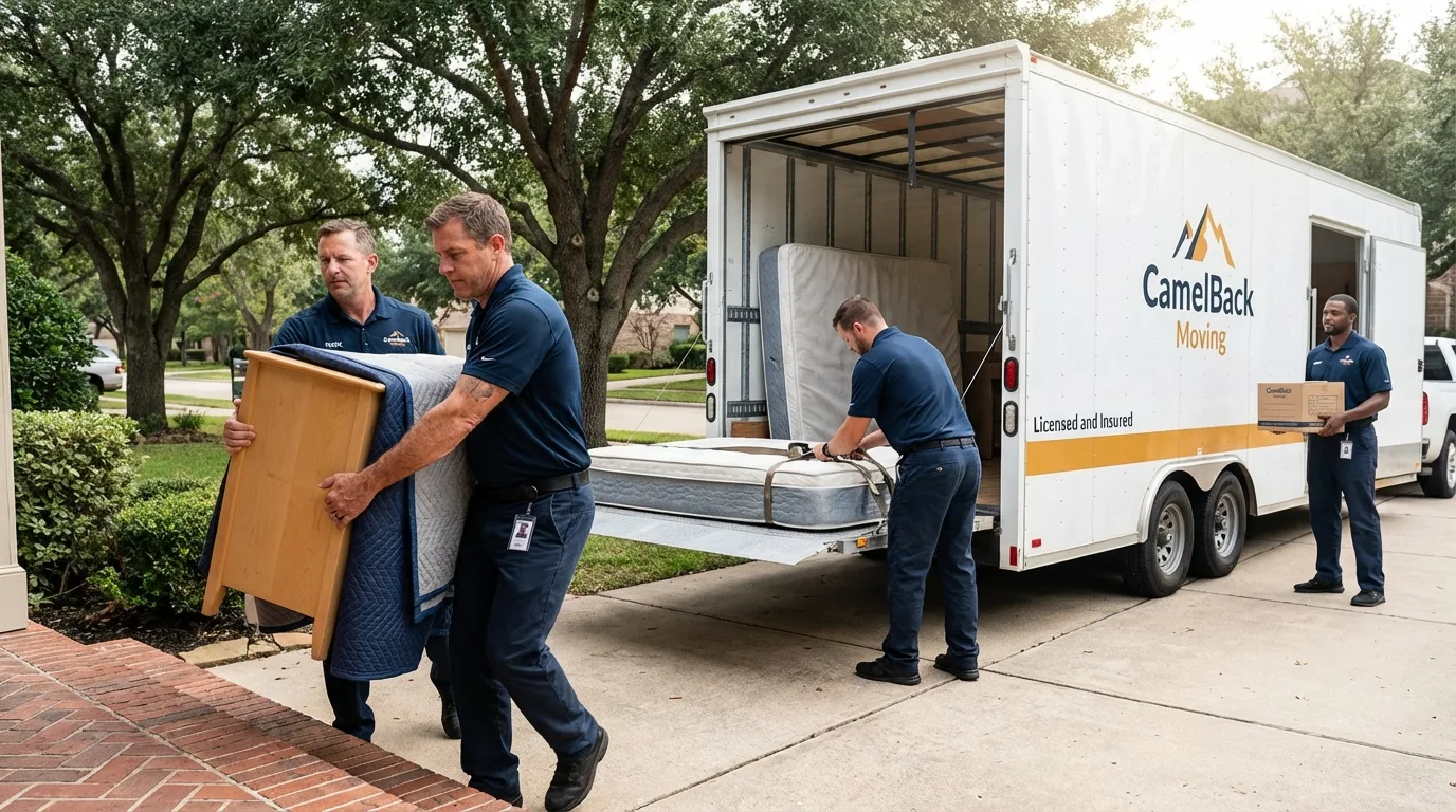 Crew loading residential truck for cross-state move from Phil Campbell, AL